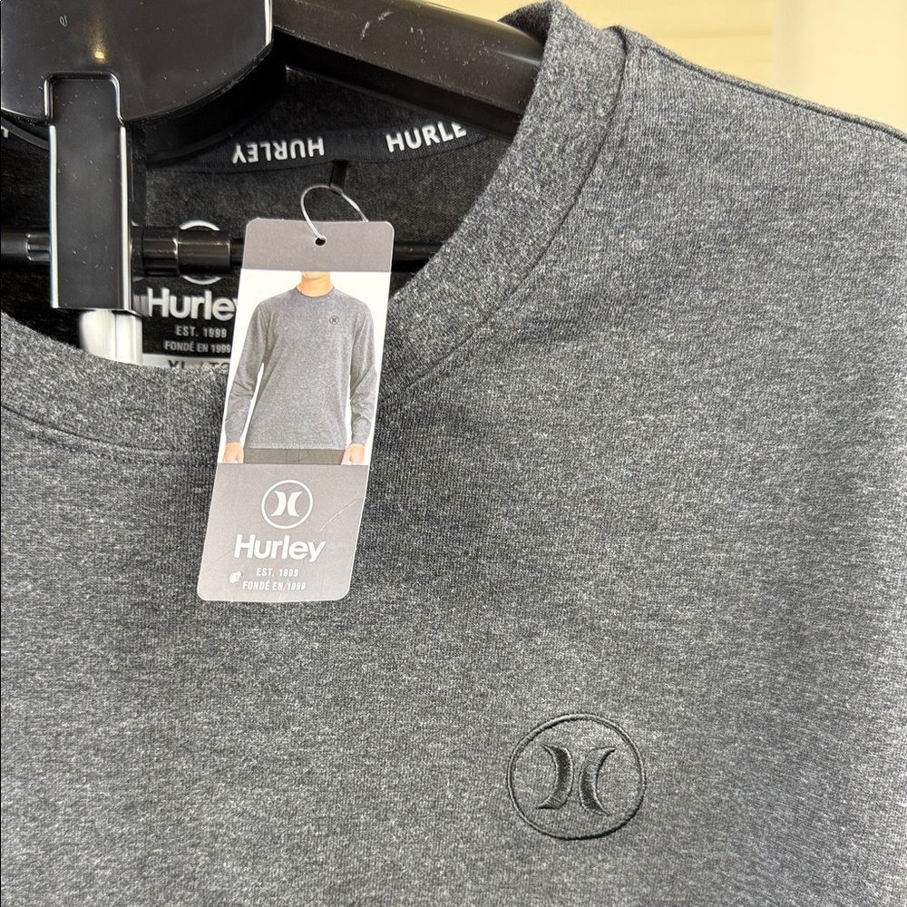 Hurley Long Sleeve Crewneck Shirt Mens XL Dark Gray Casual Cotton Blend - Picture 3 of 7